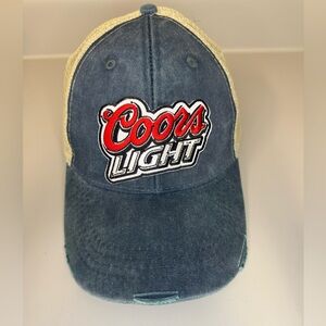 Coors Light Hat Cap Mens‎ Snapback Embroidered Logo Party Mesh blue/tan